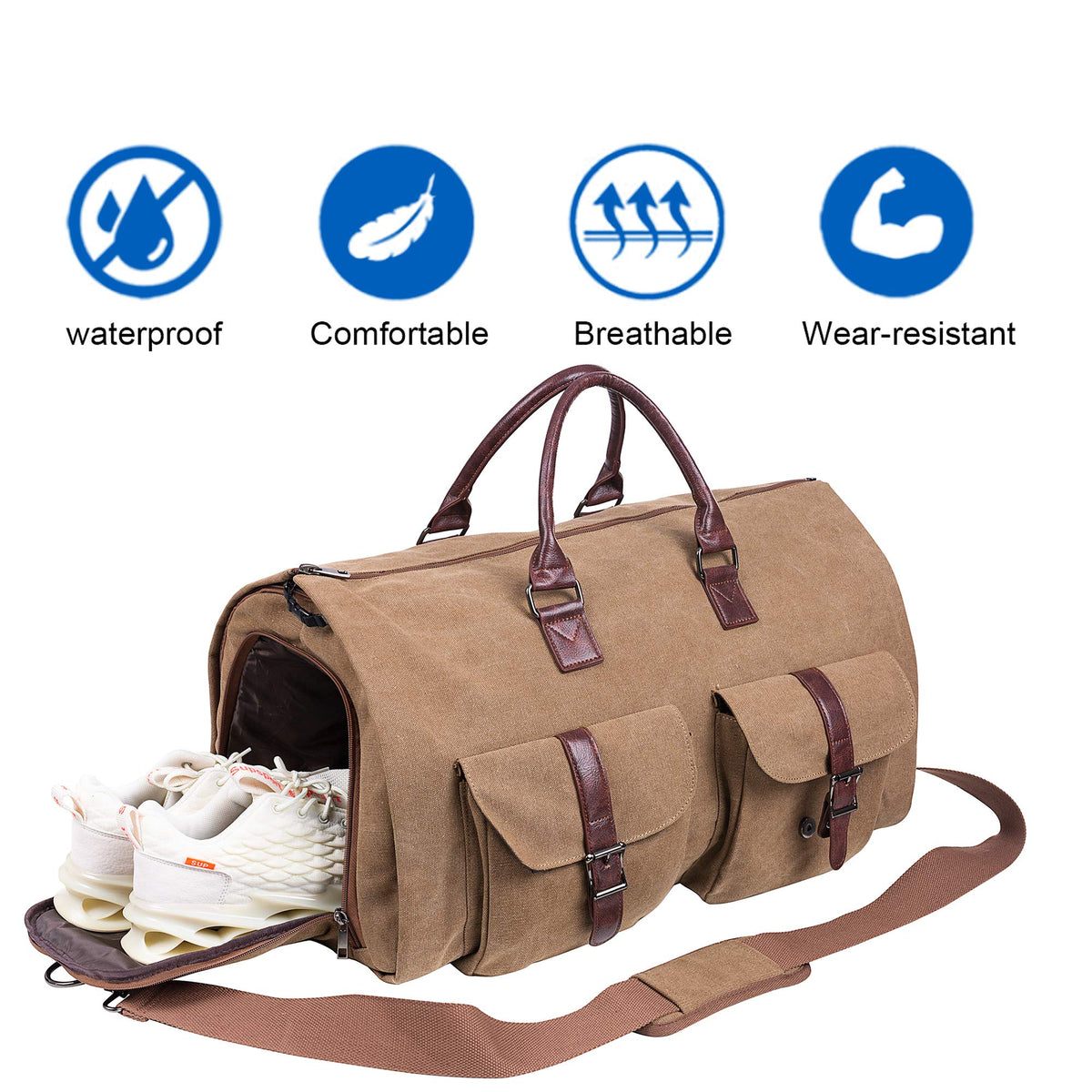 seyfocnia Convertible Travel Garment Bag,Carry on Garment Duffel Bag for Men Women - 2 in 1 Hanging Suitcase Suit Business Travel Bag