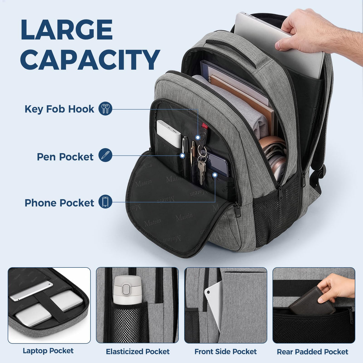 MATEIN 18 Inch Laptop Backpack, Extra Large TSA Friendly Laptop Travel Bag