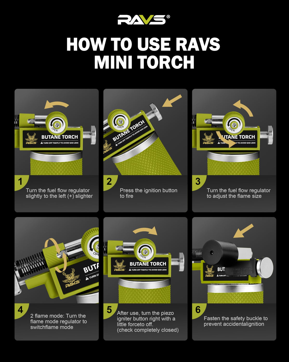 RAVS Butane Torch Lighter, DUAL Flame Mode Kitchen Torch, Refillable Cooking Torch Gun, Creme Brulee Torch Lighter, Blow Torch for Cooking, Welding, Mini Torch Soldering Torch, Butane is Not Included