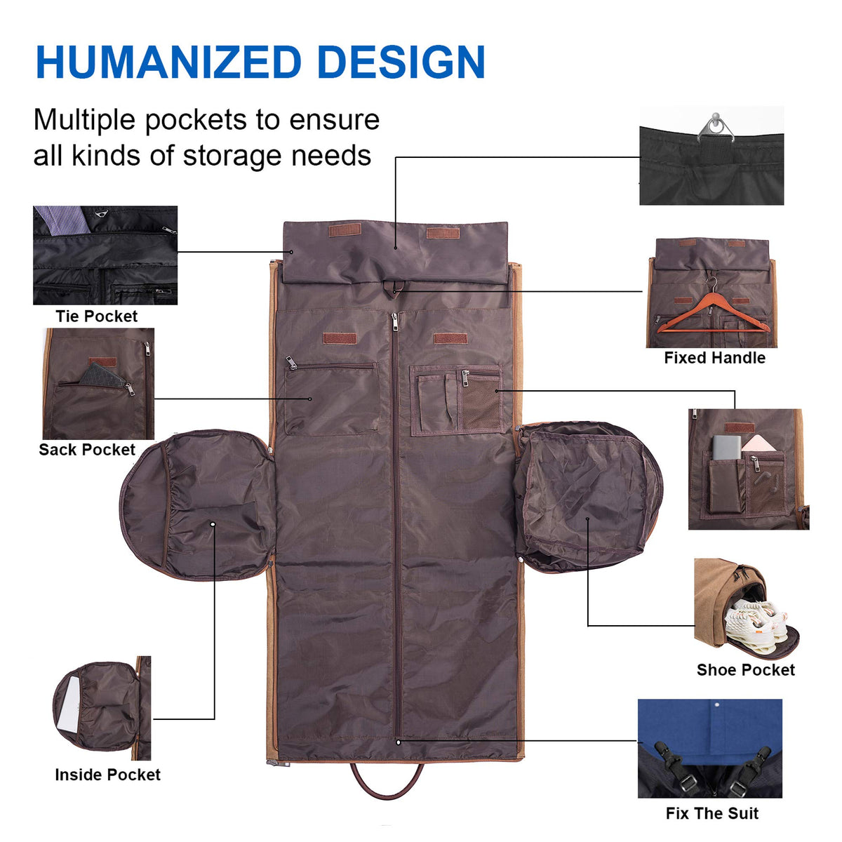 seyfocnia Convertible Travel Garment Bag,Carry on Garment Duffel Bag for Men Women - 2 in 1 Hanging Suitcase Suit Business Travel Bag