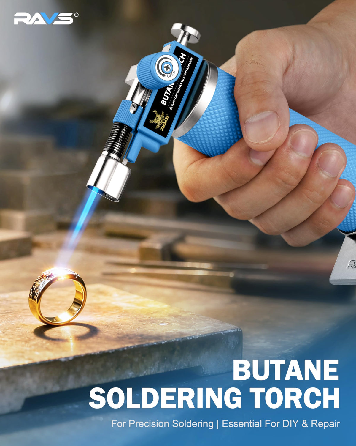 RAVS Butane Torch Lighter, DUAL Flame Mode Kitchen Torch, Refillable Cooking Torch Gun, Creme Brulee Torch Lighter, Blow Torch for Cooking, Welding, Mini Torch Soldering Torch, Butane is Not Included