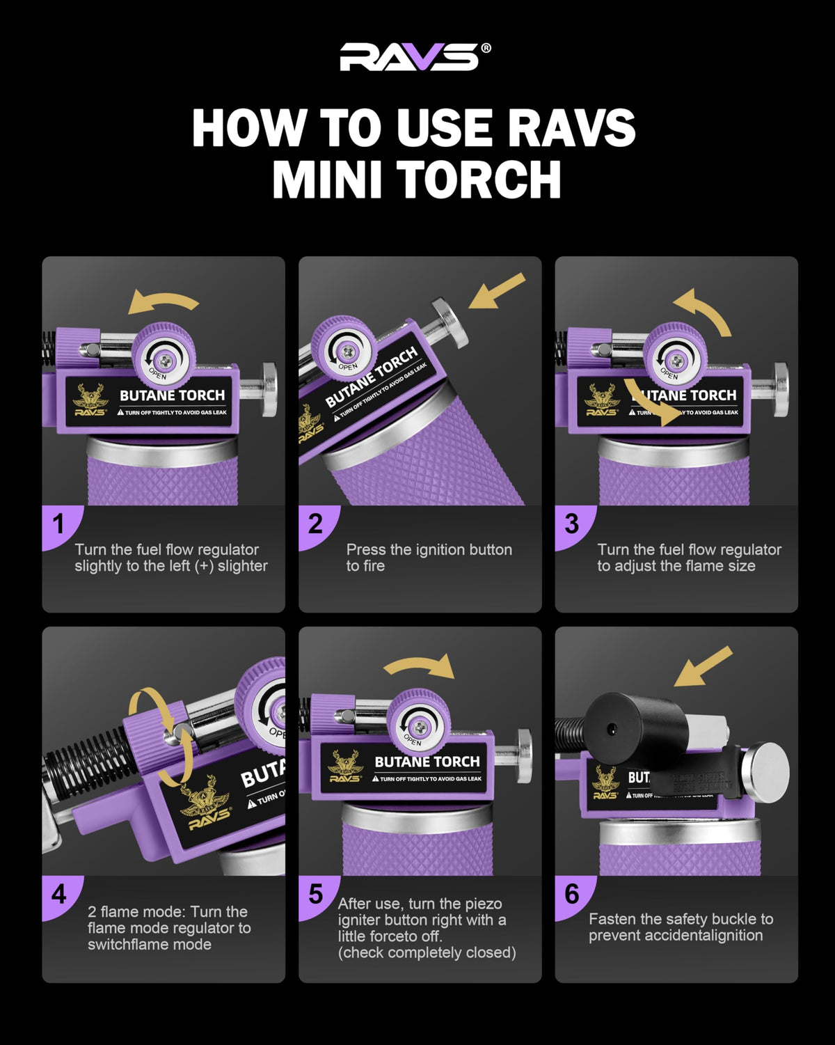 RAVS Butane Torch Lighter, DUAL Flame Mode Kitchen Torch, Refillable Cooking Torch Gun, Creme Brulee Torch Lighter, Blow Torch for Cooking, Welding, Mini Torch Soldering Torch, Butane is Not Included