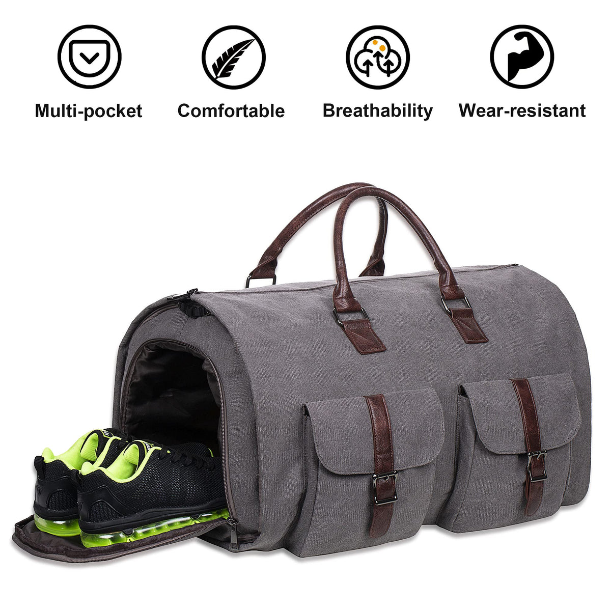 seyfocnia Convertible Travel Garment Bag,Carry on Garment Duffel Bag for Men Women - 2 in 1 Hanging Suitcase Suit Business Travel Bag